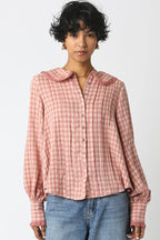 OLIVACEOUS Alexis Plaid Blouse