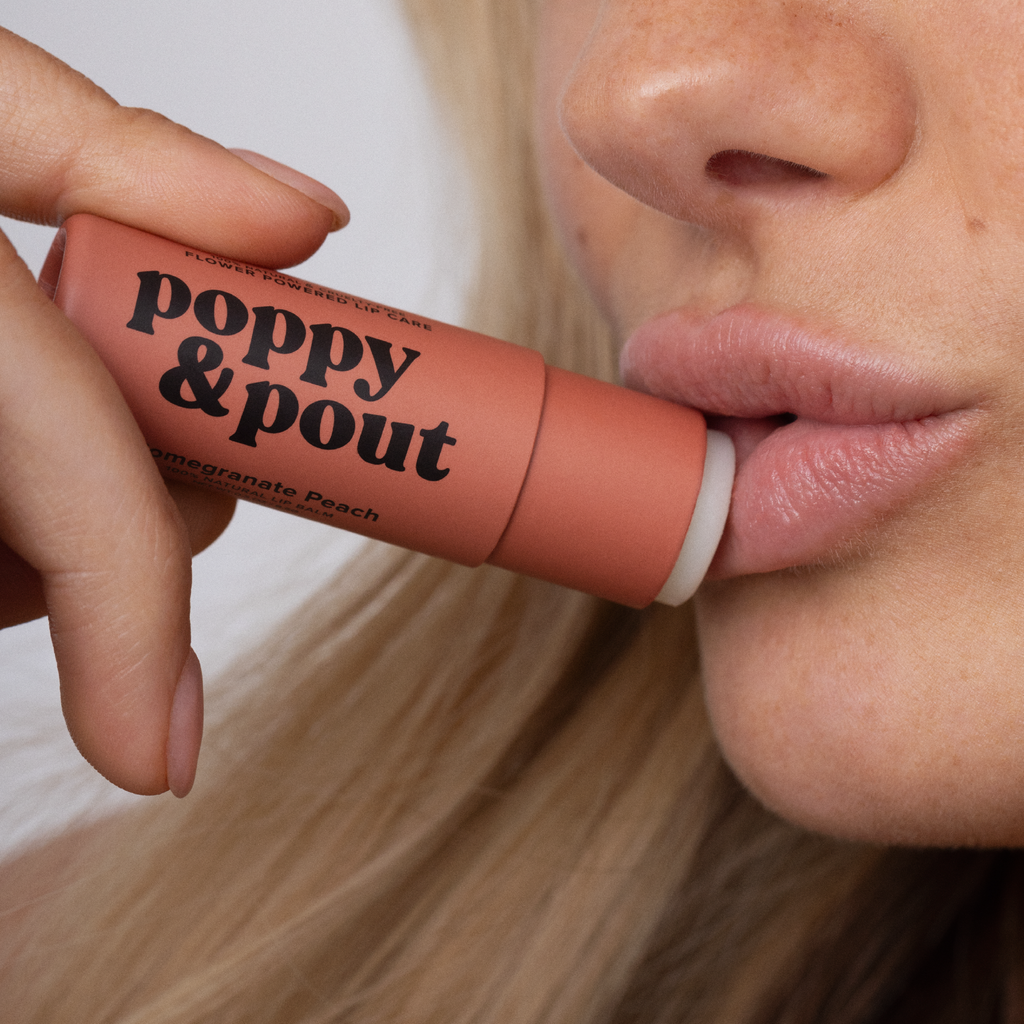 POPPY & POUT Lip Balm, Pomegranate Peach