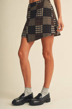 Wren Patchwork Plaid and Gingham Skirt