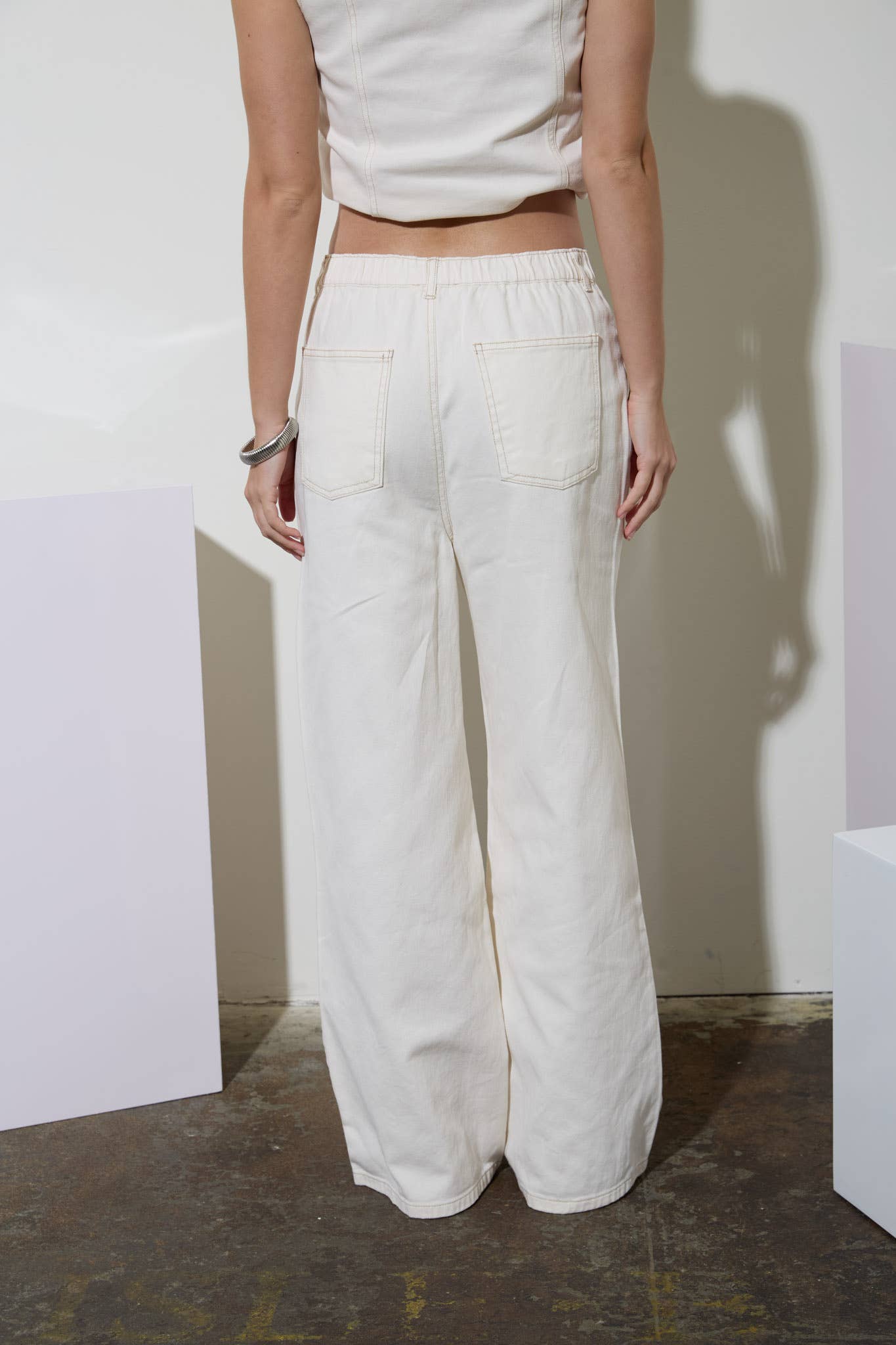 Drawstring Cream Denim Pants